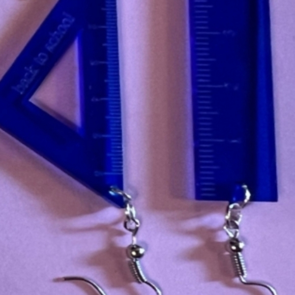 DEEP blue Rulers that are transparent earrings - Picture 4 of 4